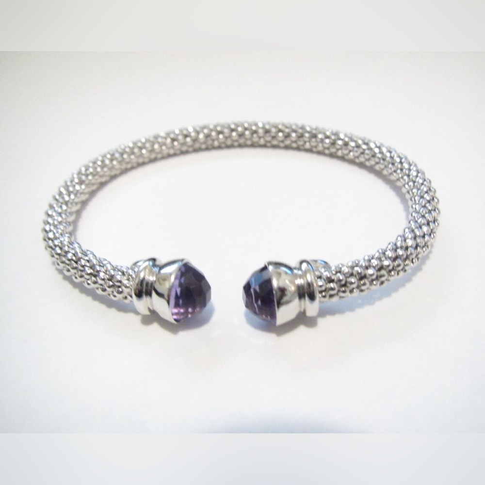 Gabrielle Bruni Sterling and Amethyst Cuff